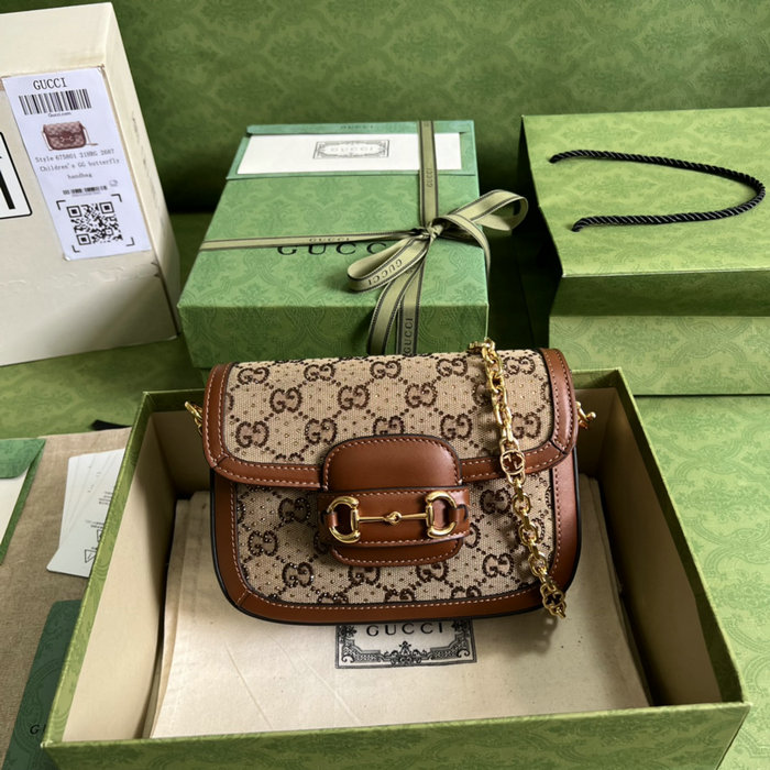 Gucci Horsebit 1955 GG mini bag Camel 675801