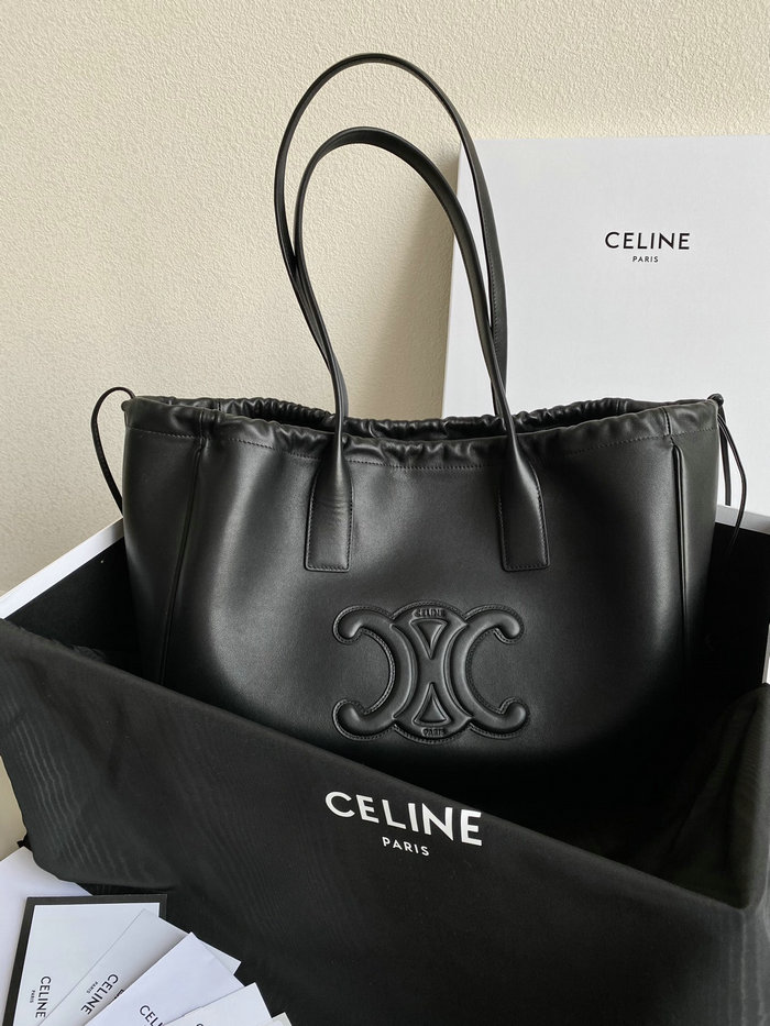 Celine Cabas Drawstring Cuir Triomphe Black CL35307