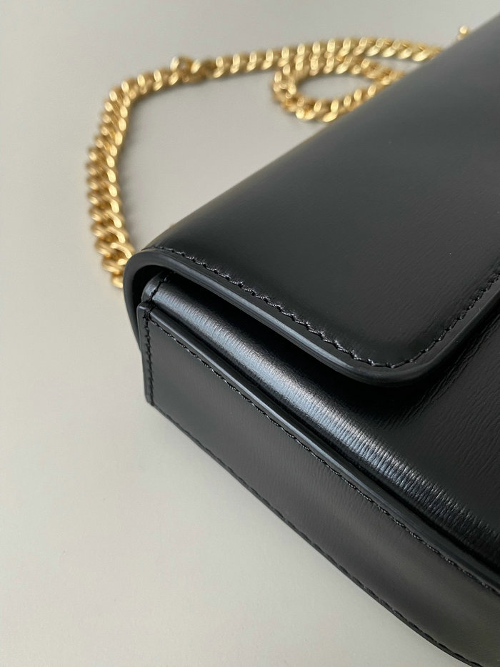 Celine Chain Shoulder Bag Triomphe Black C35027