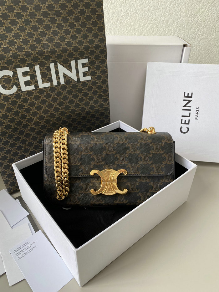 Celine Chain Triomphe Canvas Shoulder Bag C35027