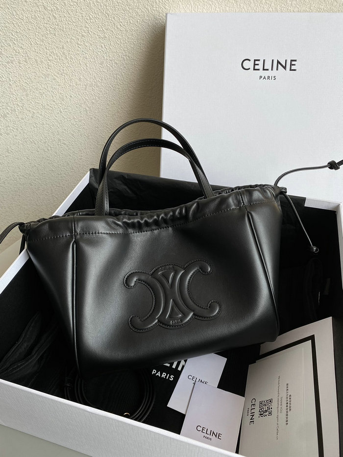 Celine Small Cabas Drawstring Cuir Triomphe Black C35307