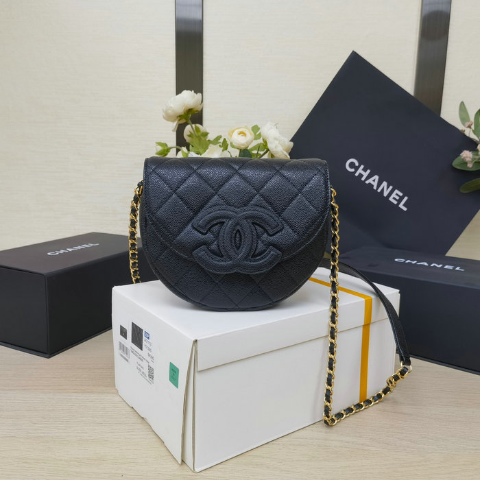 Chanel Grained Calfskin Flap Bag Black AS3876