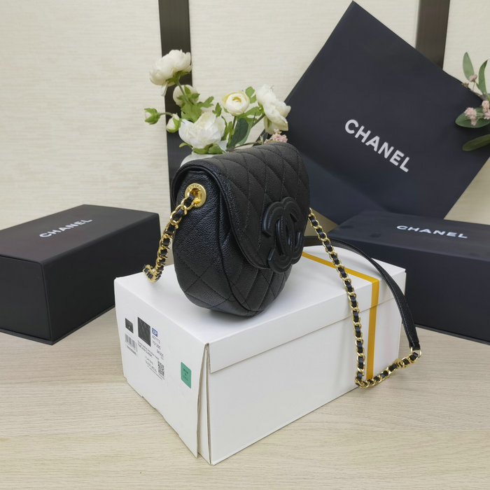 Chanel Grained Calfskin Flap Bag Black AS3876