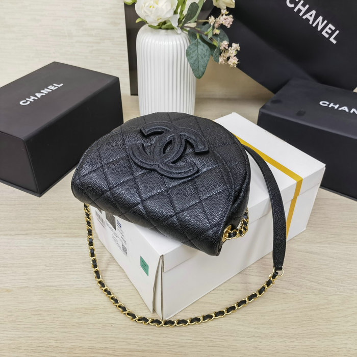 Chanel Grained Calfskin Flap Bag Black AS3876