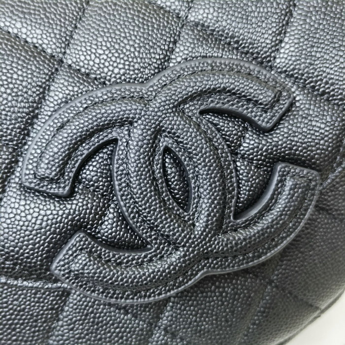 Chanel Grained Calfskin Flap Bag Black AS3876