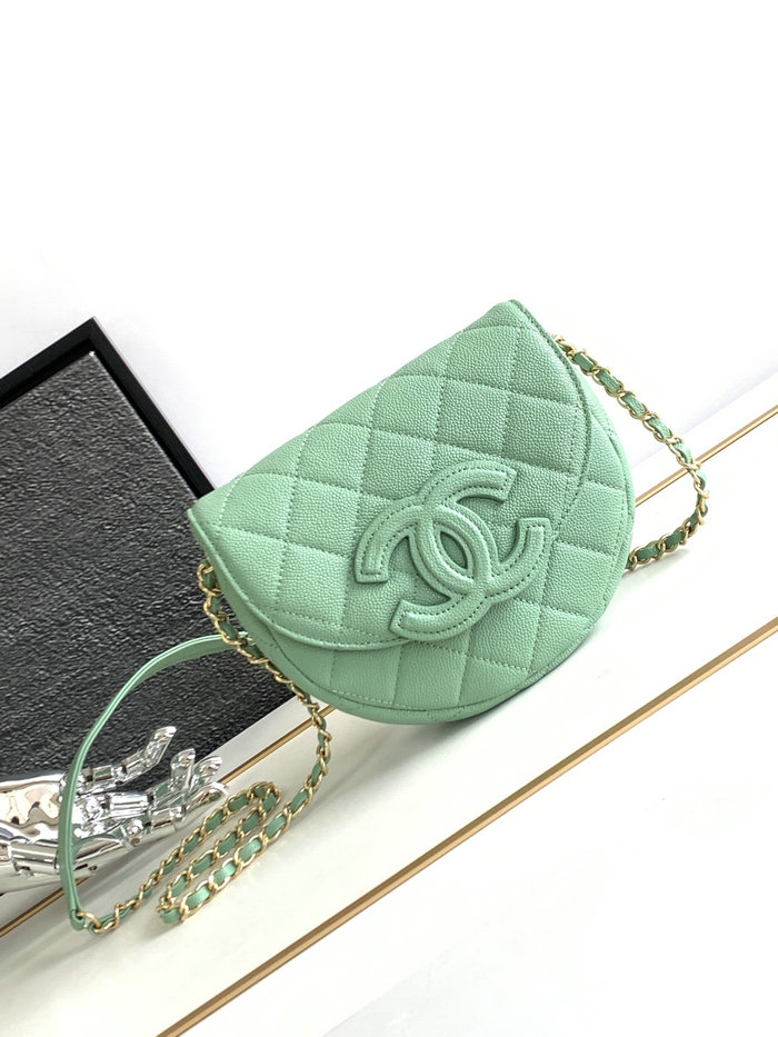 Chanel Grained Calfskin Flap Bag Green AS3876