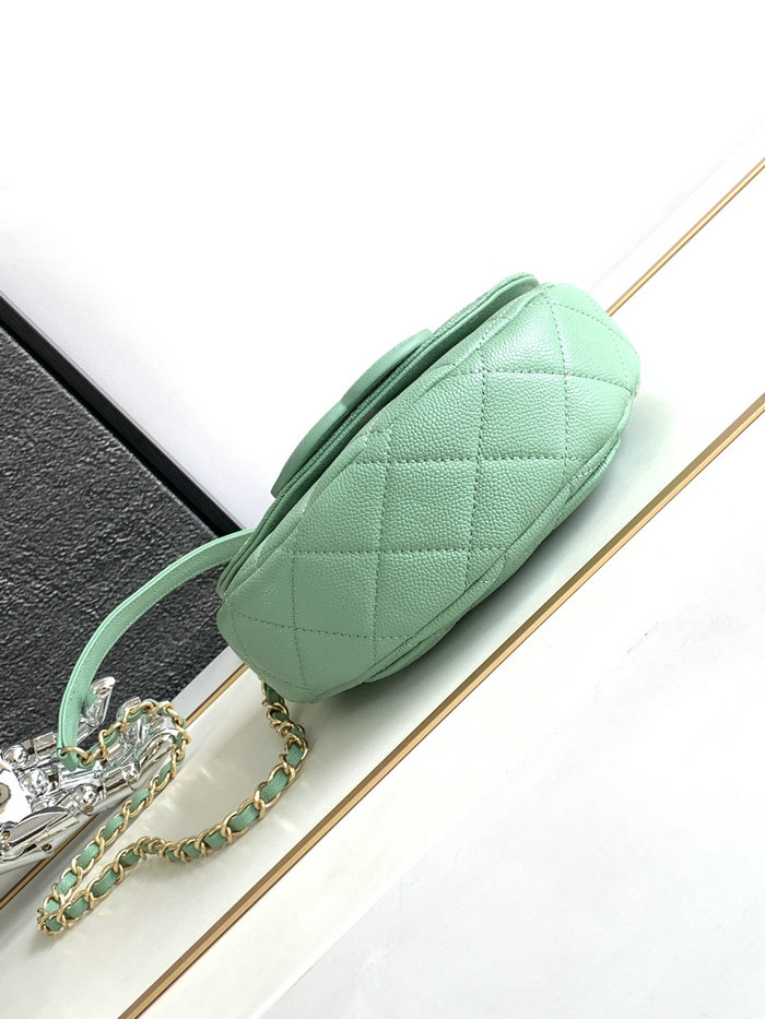 Chanel Grained Calfskin Flap Bag Green AS3876