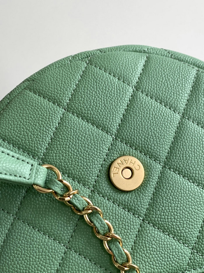 Chanel Grained Calfskin Flap Bag Green AS3876