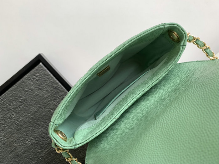 Chanel Grained Calfskin Flap Bag Green AS3876