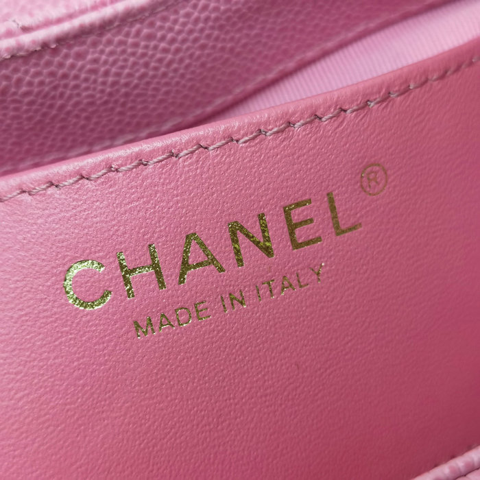 Chanel Grained Calfskin Flap Bag Pink AS3876