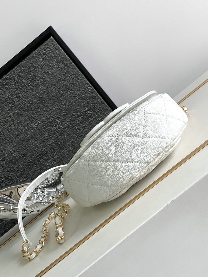 Chanel Grained Calfskin Flap Bag White AS3876