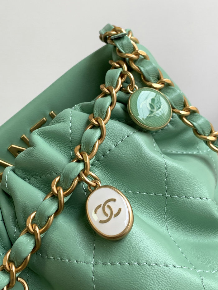 Chanel Small Bucket Bag Green AS3793