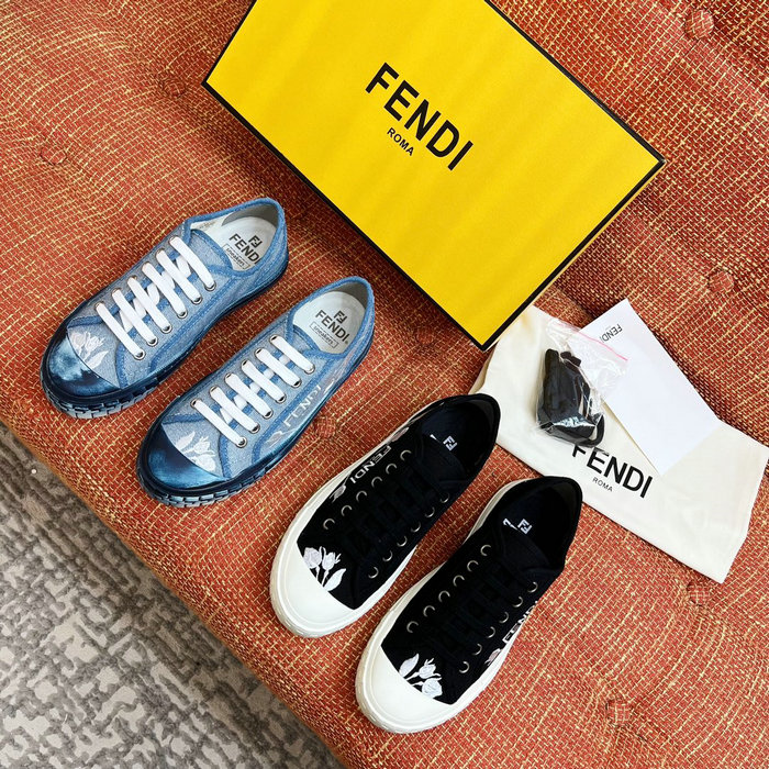 FENDI Logo Rose Denim Sneakers FS03152