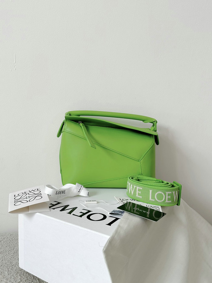 Loewe Small Puzzle Edge Leather Bag Lime green L02231