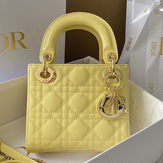 Mini Lady Dior Bag Yellow D5310