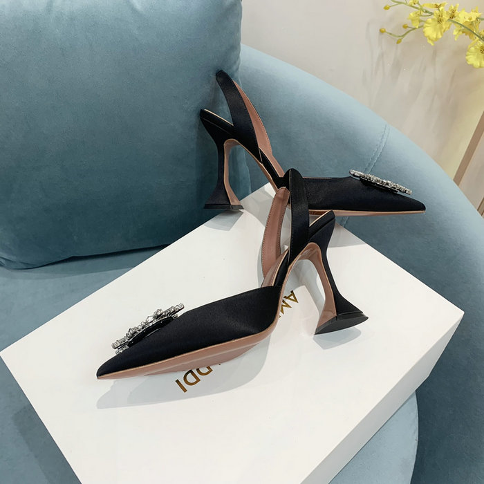 Amina Muaddi Satin Begum Slingback Pumps AB01