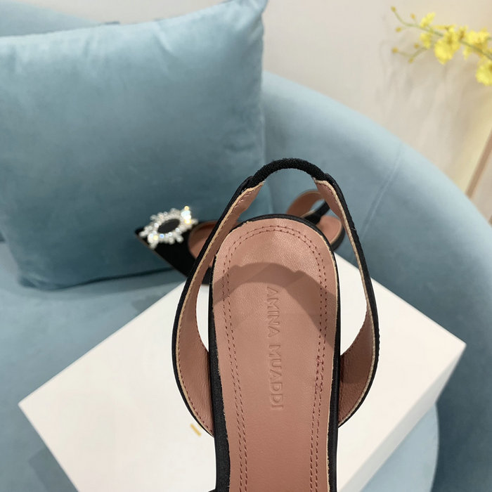 Amina Muaddi Satin Begum Slingback Pumps AB01