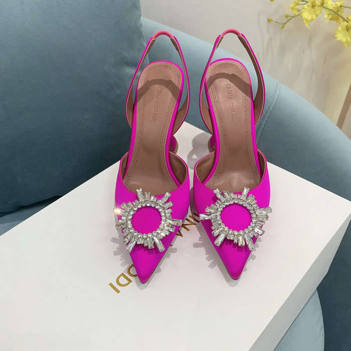 Amina Muaddi Satin Begum Slingback Pumps AB02