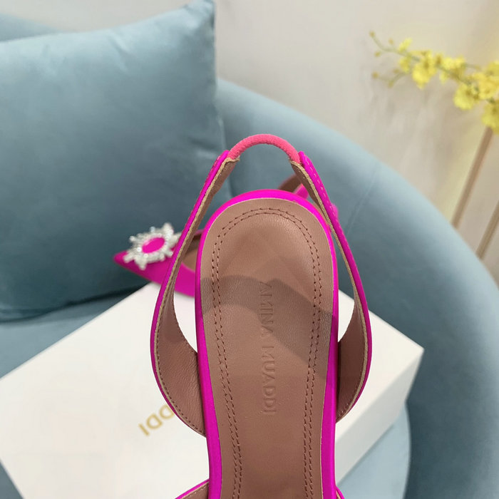 Amina Muaddi Satin Begum Slingback Pumps AB02