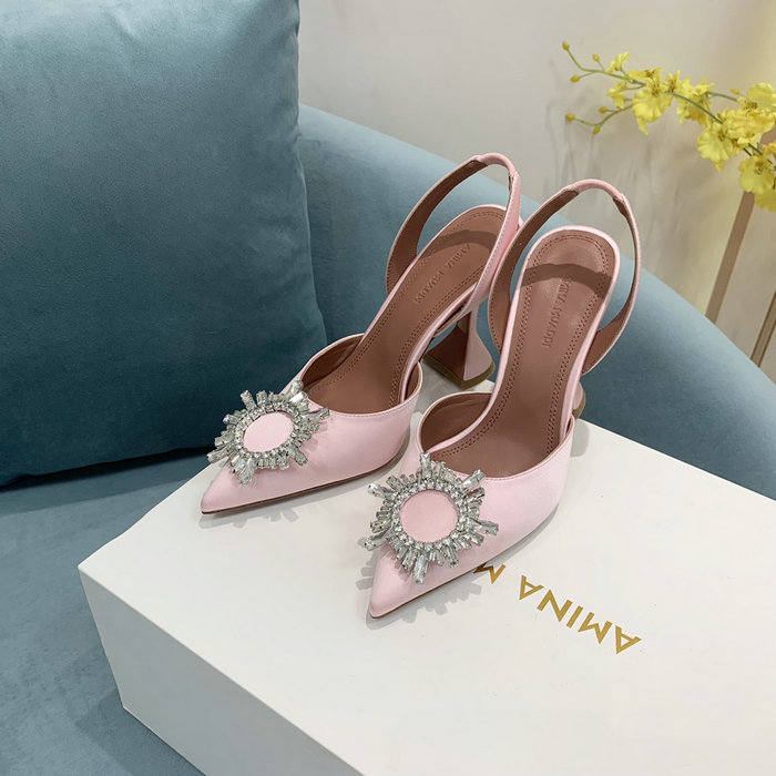 Amina Muaddi Satin Begum Slingback Pumps AB05