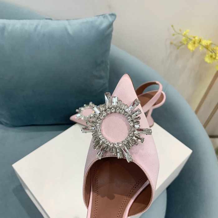 Amina Muaddi Satin Begum Slingback Pumps AB05