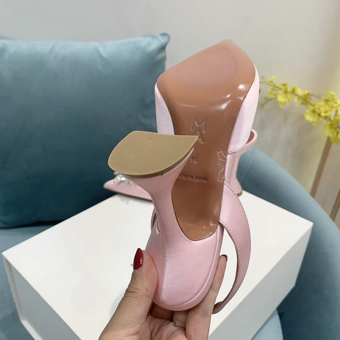 Amina Muaddi Satin Begum Slingback Pumps AB05