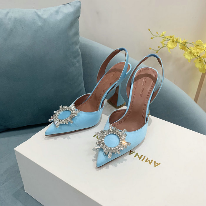 Amina Muaddi Satin Begum Slingback Pumps AB07