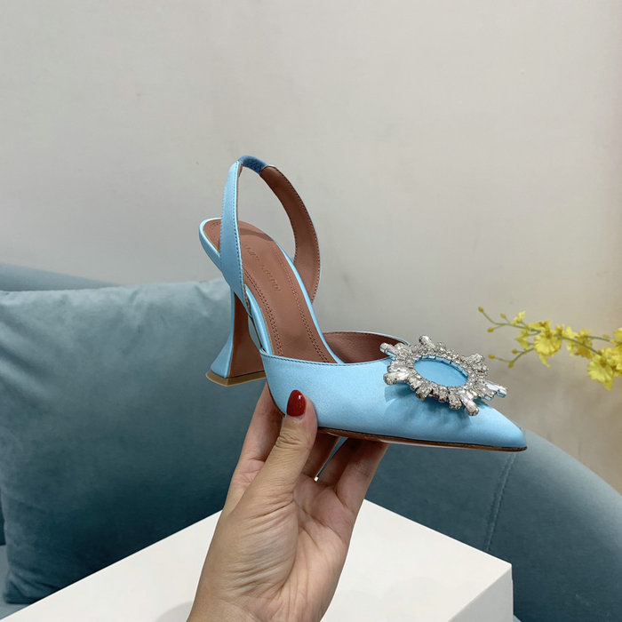 Amina Muaddi Satin Begum Slingback Pumps AB07