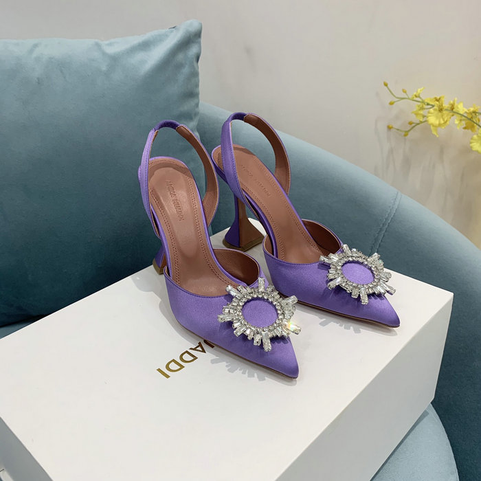 Amina Muaddi Satin Begum Slingback Pumps AB08