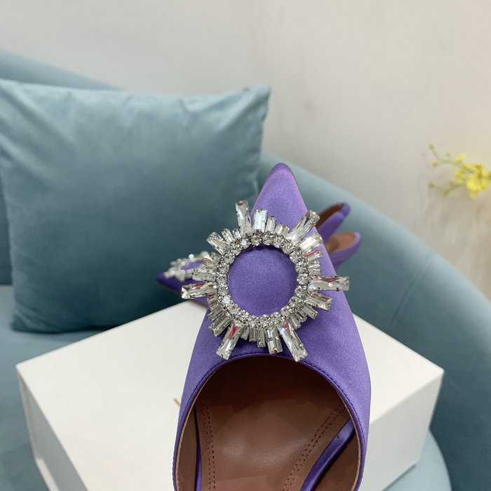 Amina Muaddi Satin Begum Slingback Pumps AB08