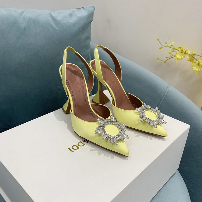 Amina Muaddi Satin Begum Slingback Pumps AB10