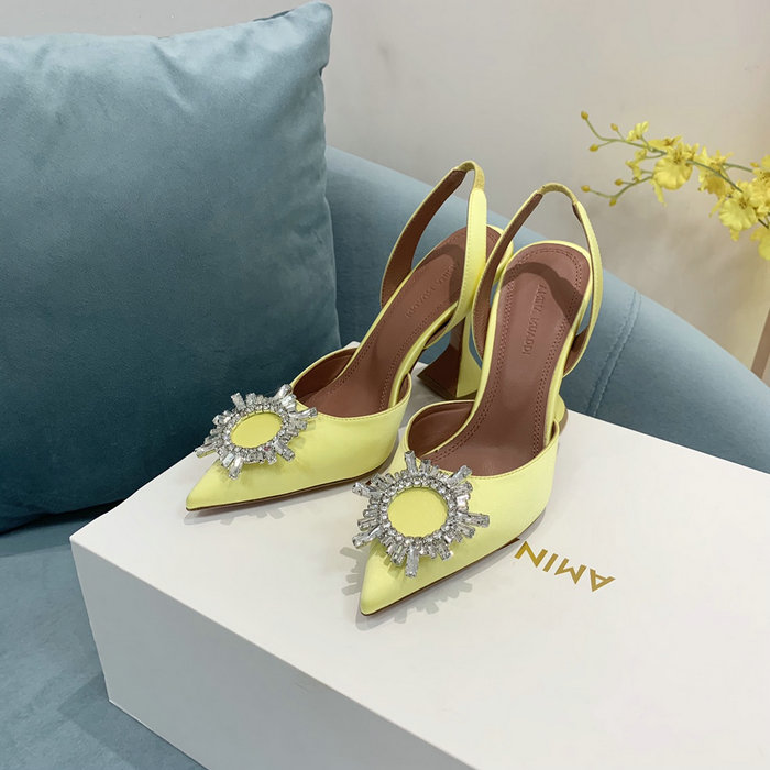 Amina Muaddi Satin Begum Slingback Pumps AB10