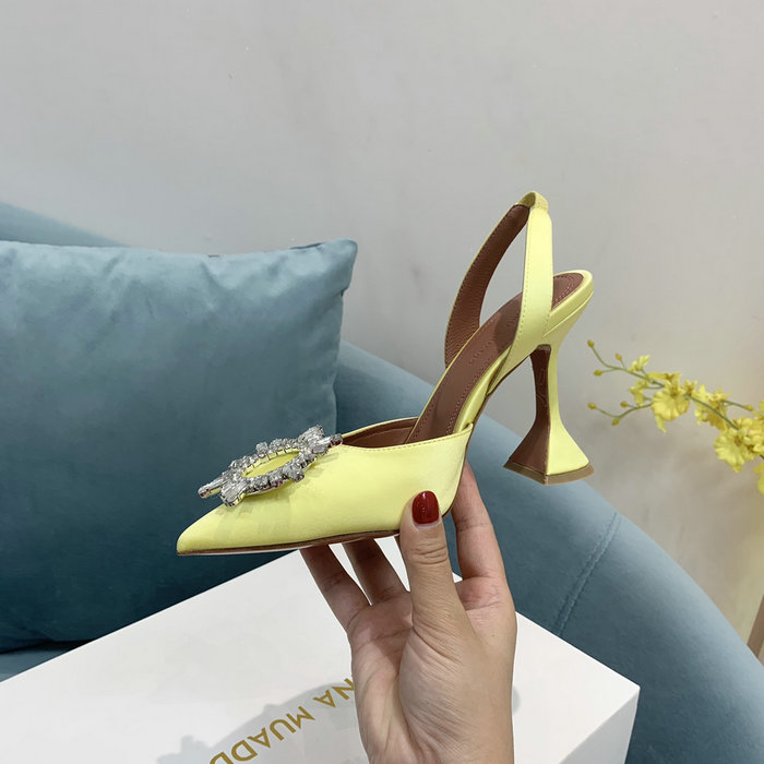 Amina Muaddi Satin Begum Slingback Pumps AB10