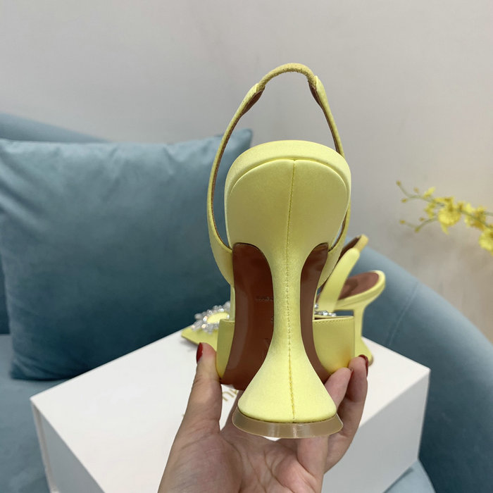 Amina Muaddi Satin Begum Slingback Pumps AB10