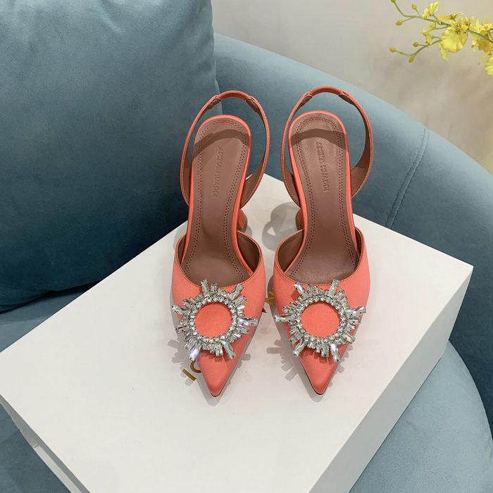 Amina Muaddi Satin Begum Slingback Pumps AB11