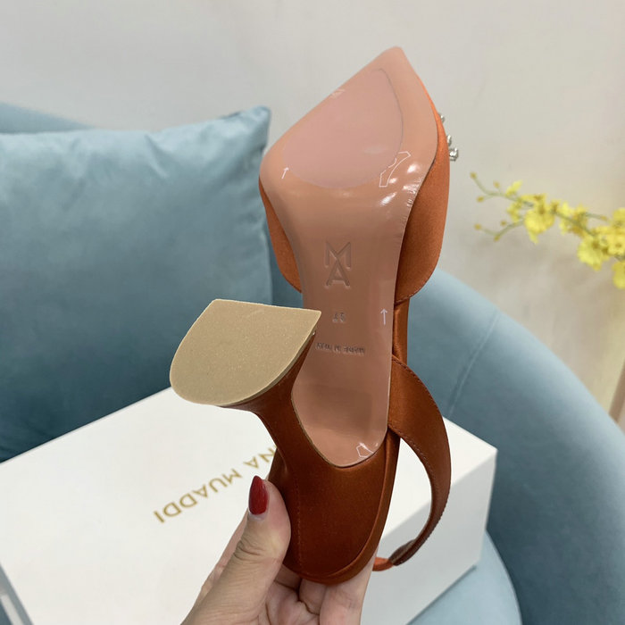 Amina Muaddi Satin Begum Slingback Pumps AB12