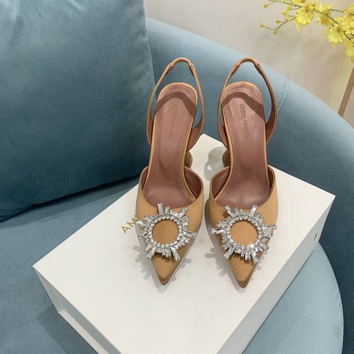 Amina Muaddi Satin Begum Slingback Pumps AB13