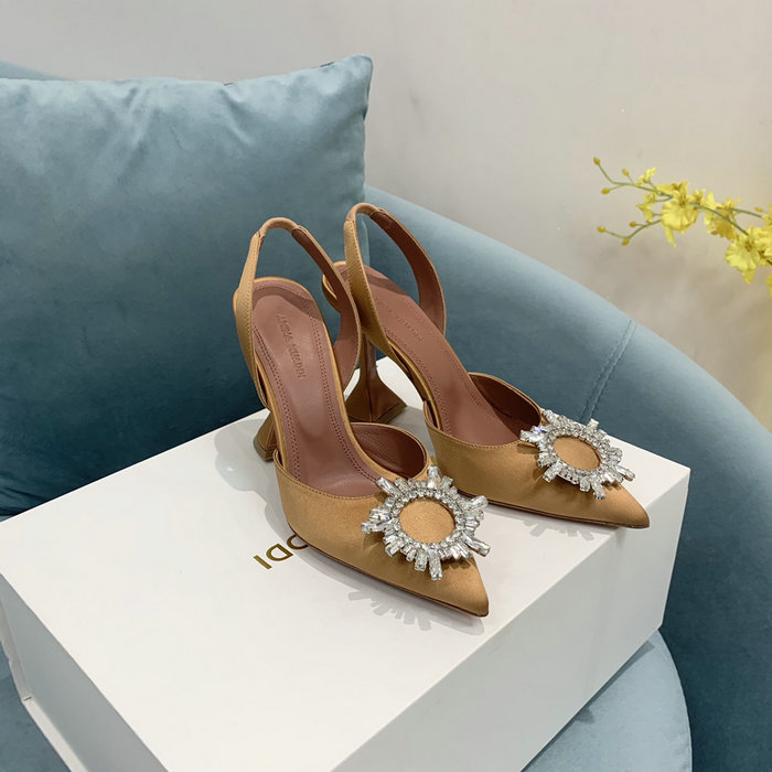 Amina Muaddi Satin Begum Slingback Pumps AB13