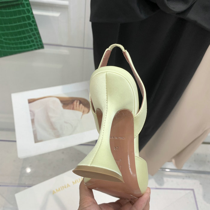 Amina Muaddi Satin Begum Slingback Pumps AB15