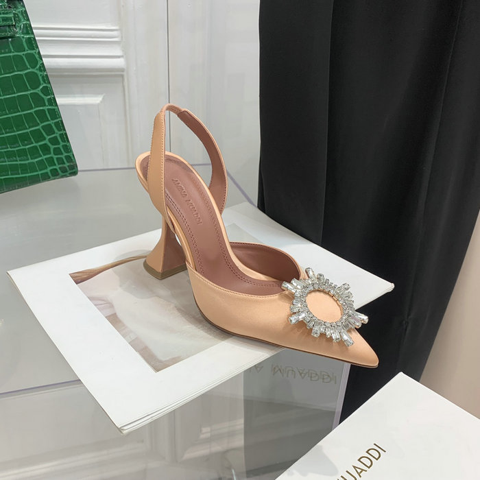 Amina Muaddi Satin Begum Slingback Pumps AB16