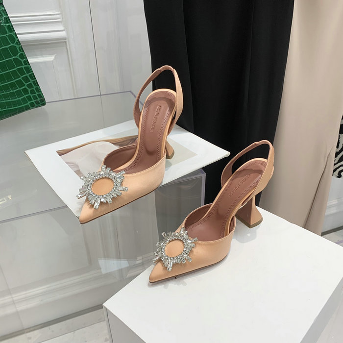 Amina Muaddi Satin Begum Slingback Pumps AB16