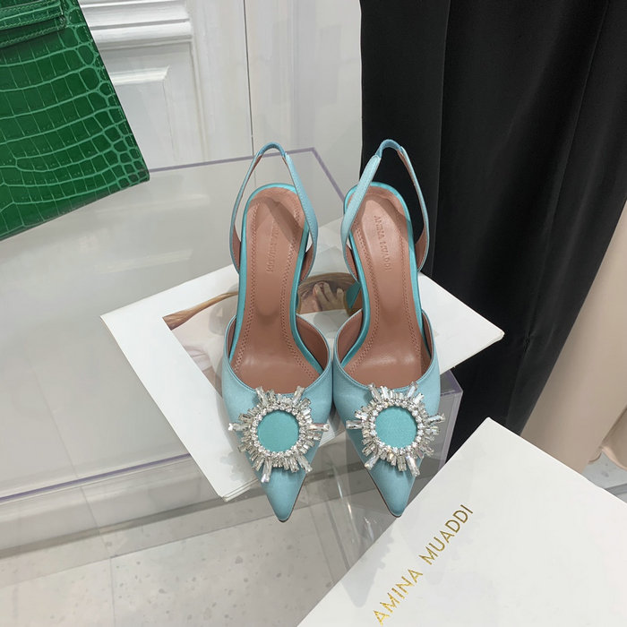 Amina Muaddi Satin Begum Slingback Pumps AB18