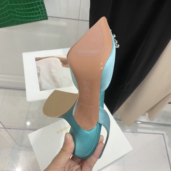 Amina Muaddi Satin Begum Slingback Pumps AB18