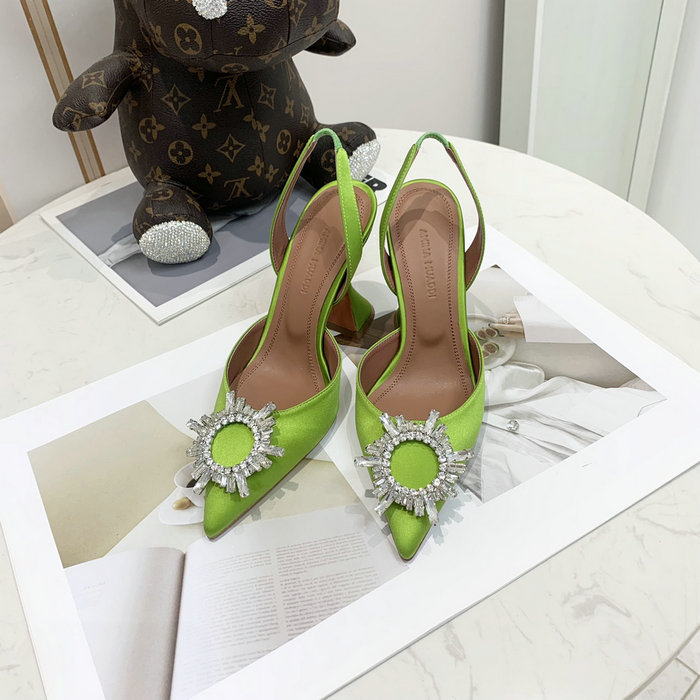 Amina Muaddi Satin Begum Slingback Pumps AB19