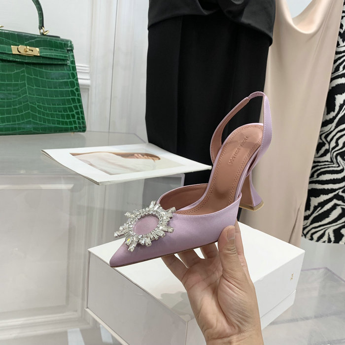 Amina Muaddi Satin Begum Slingback Pumps AB21