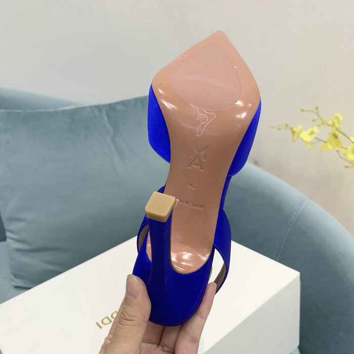 Amina Muaddi Satin Camelia Slingback Pumps AM03