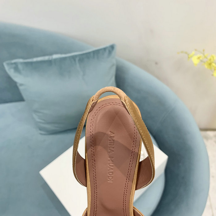 Amina Muaddi Satin Camelia Slingback Pumps AM10