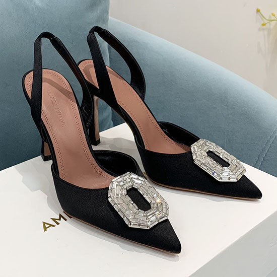 Amina Muaddi Satin Camelia Slingback Pumps AM12