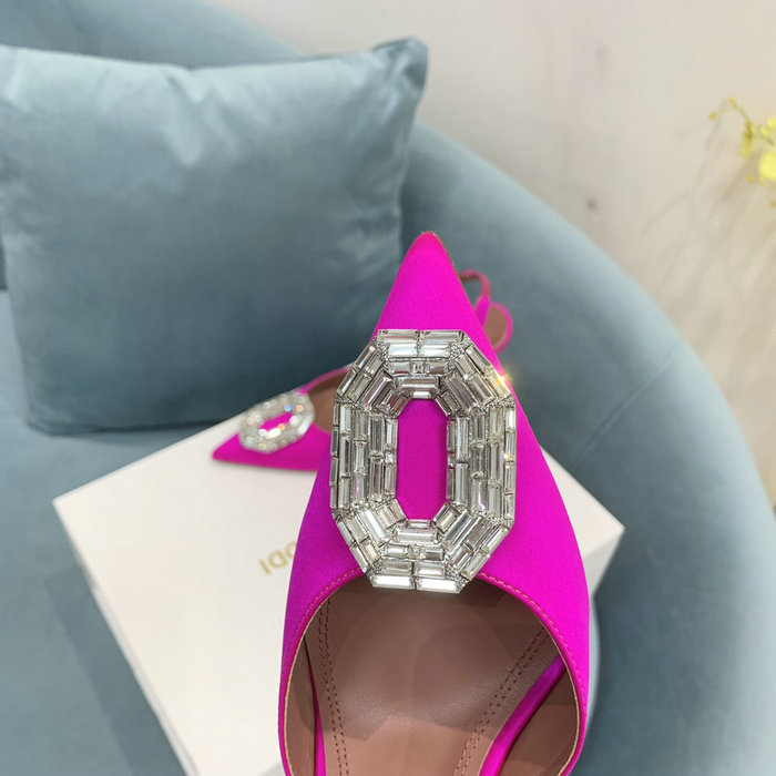 Amina Muaddi Satin Camelia Slingback Pumps AM14