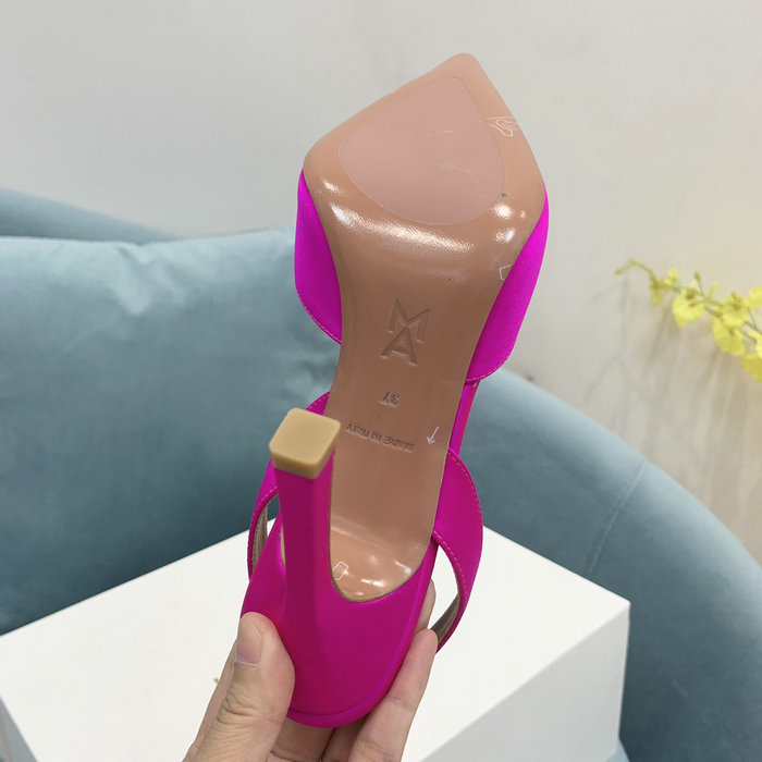 Amina Muaddi Satin Camelia Slingback Pumps AM14